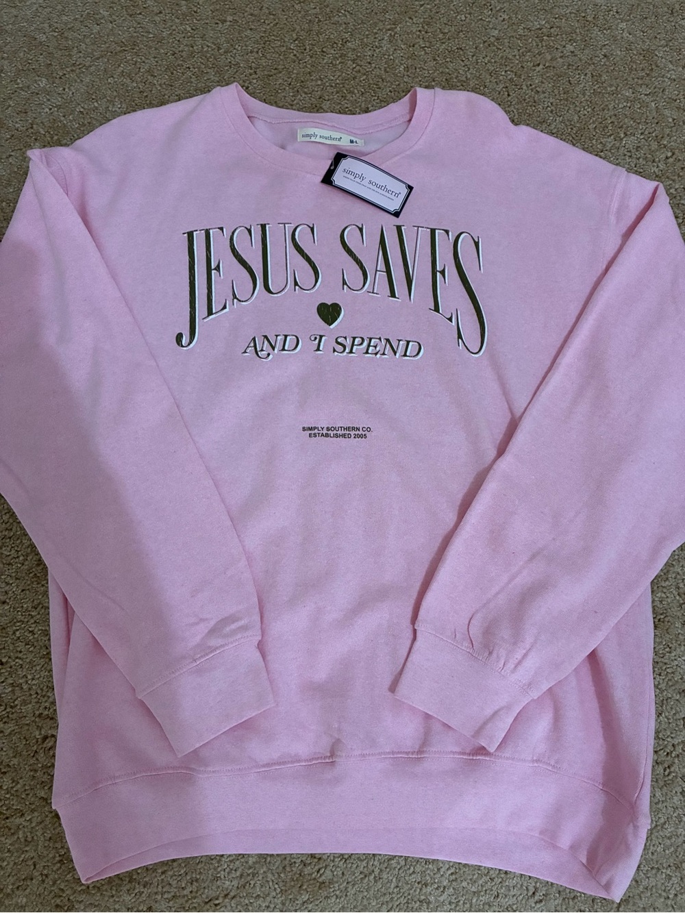 NEW Simply Southern pink sweatshirt sz M